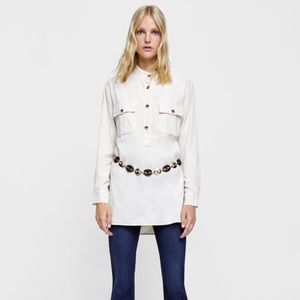 Zara XL long corduroy shirt tunic euc